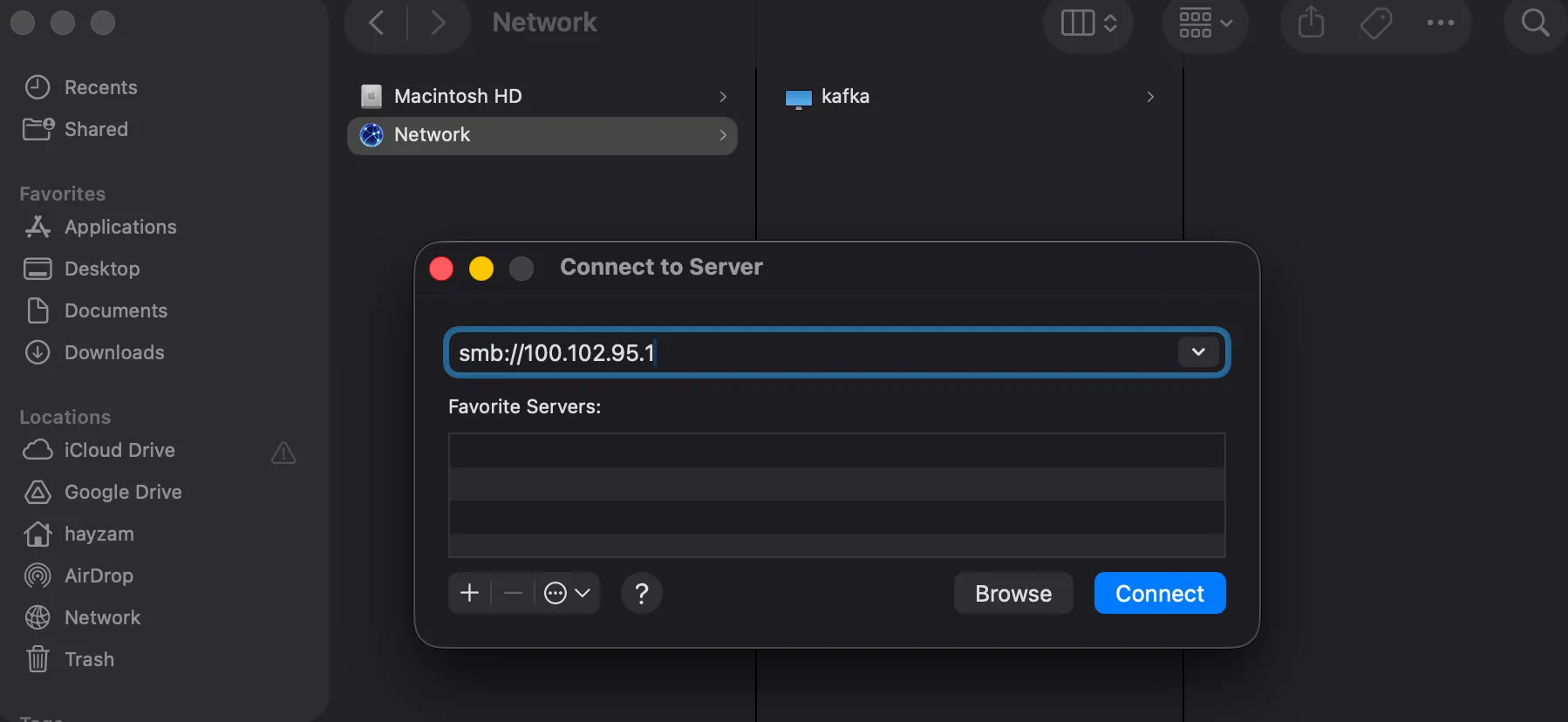 Opening the Samba Share
