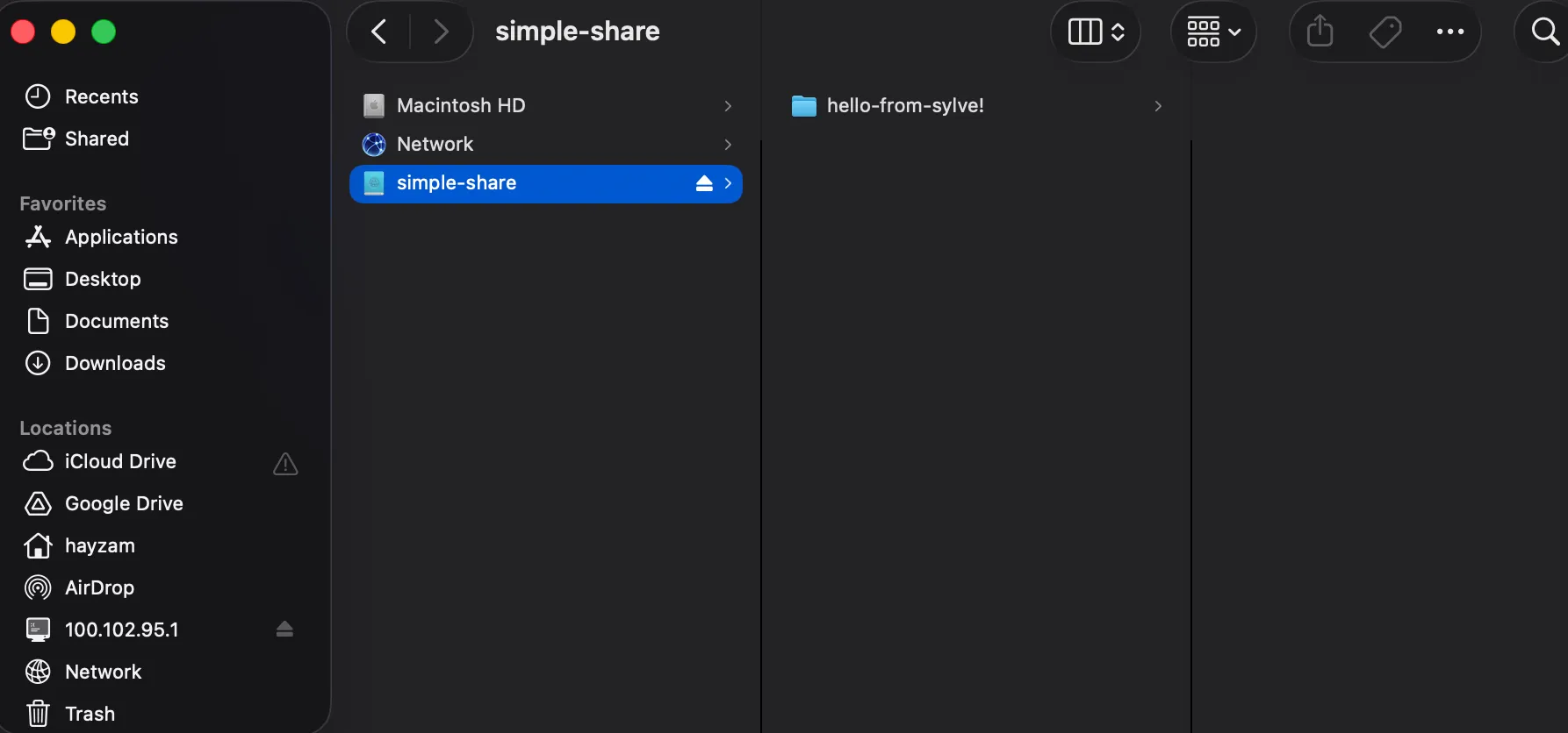 Contents of the Samba Share