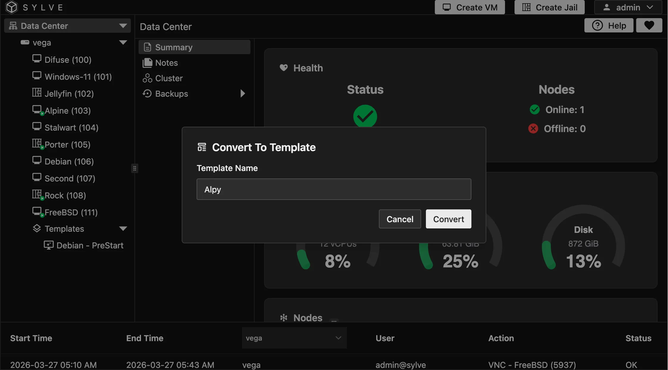 Create Template Modal