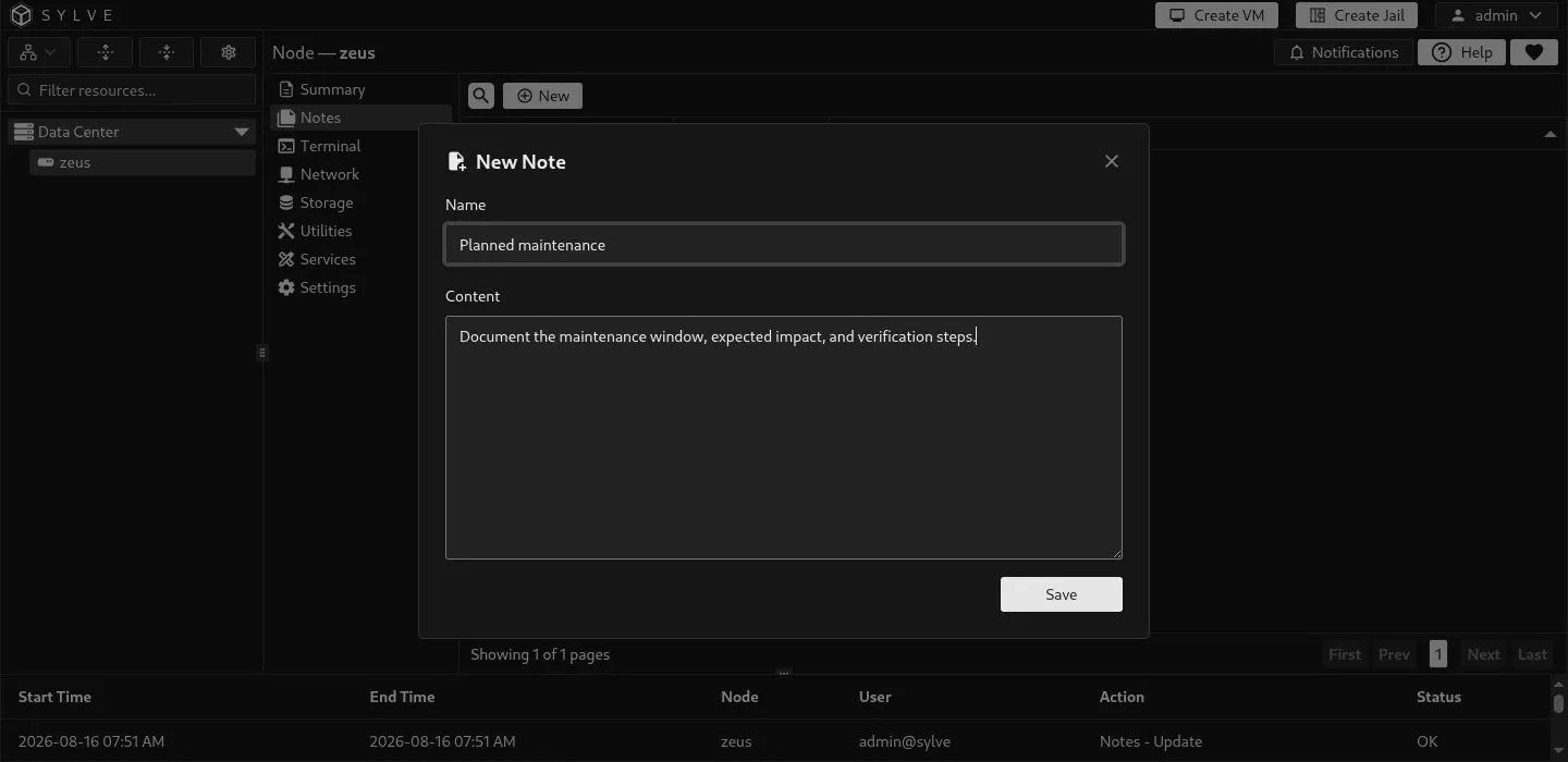 Creating a node note