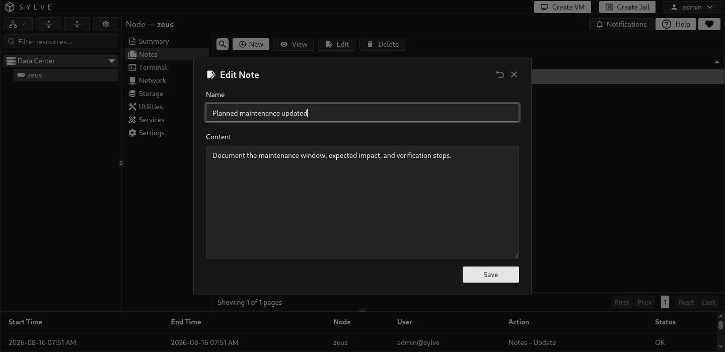 Editing a node note