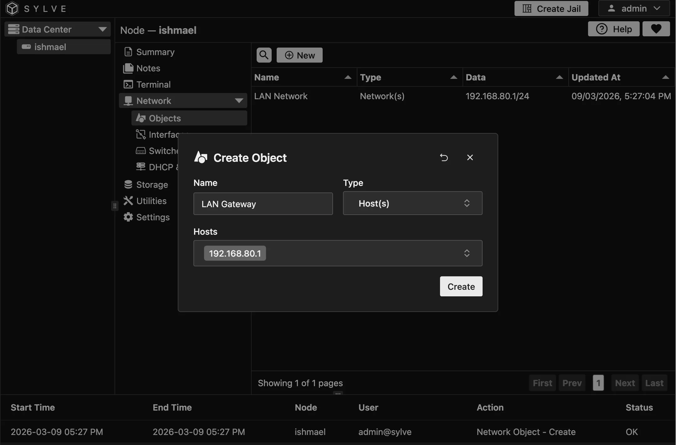Add - Host Network Object