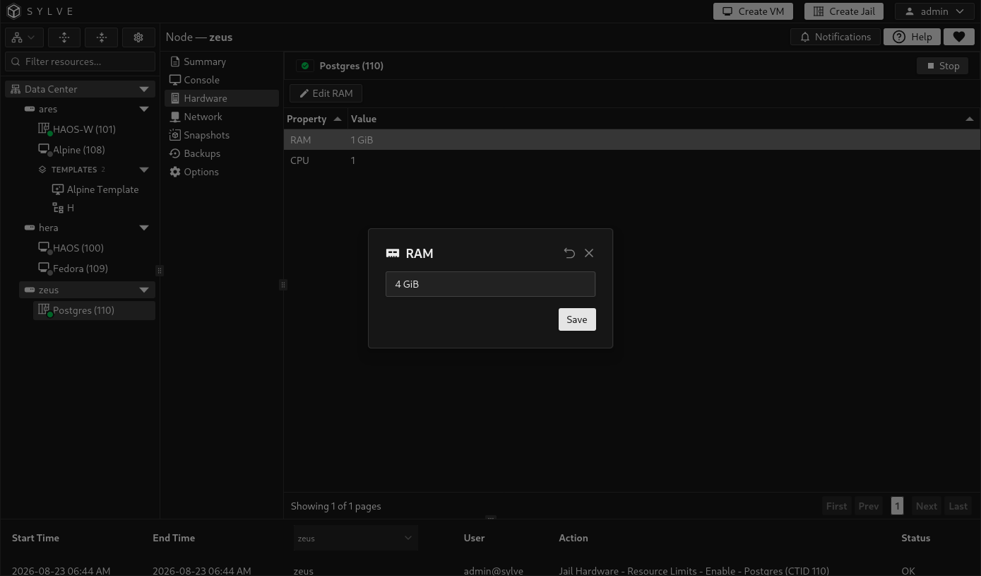 RAM editor for changing a jail's memory limit