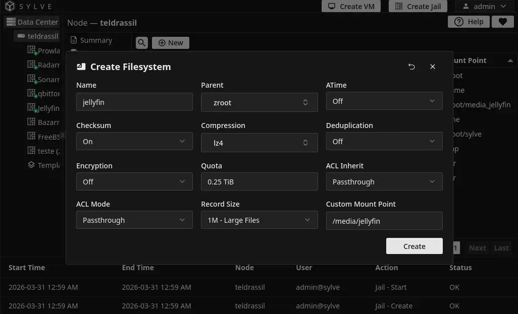 Storage - ZFS - Datasets - File Systems