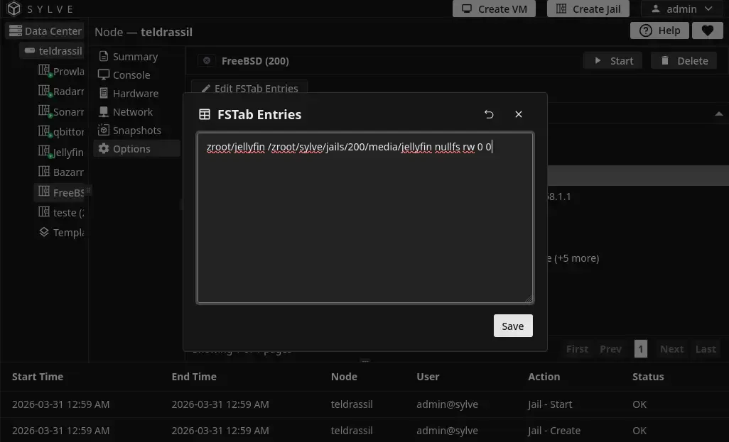 Jail - Options - FSTab Entries