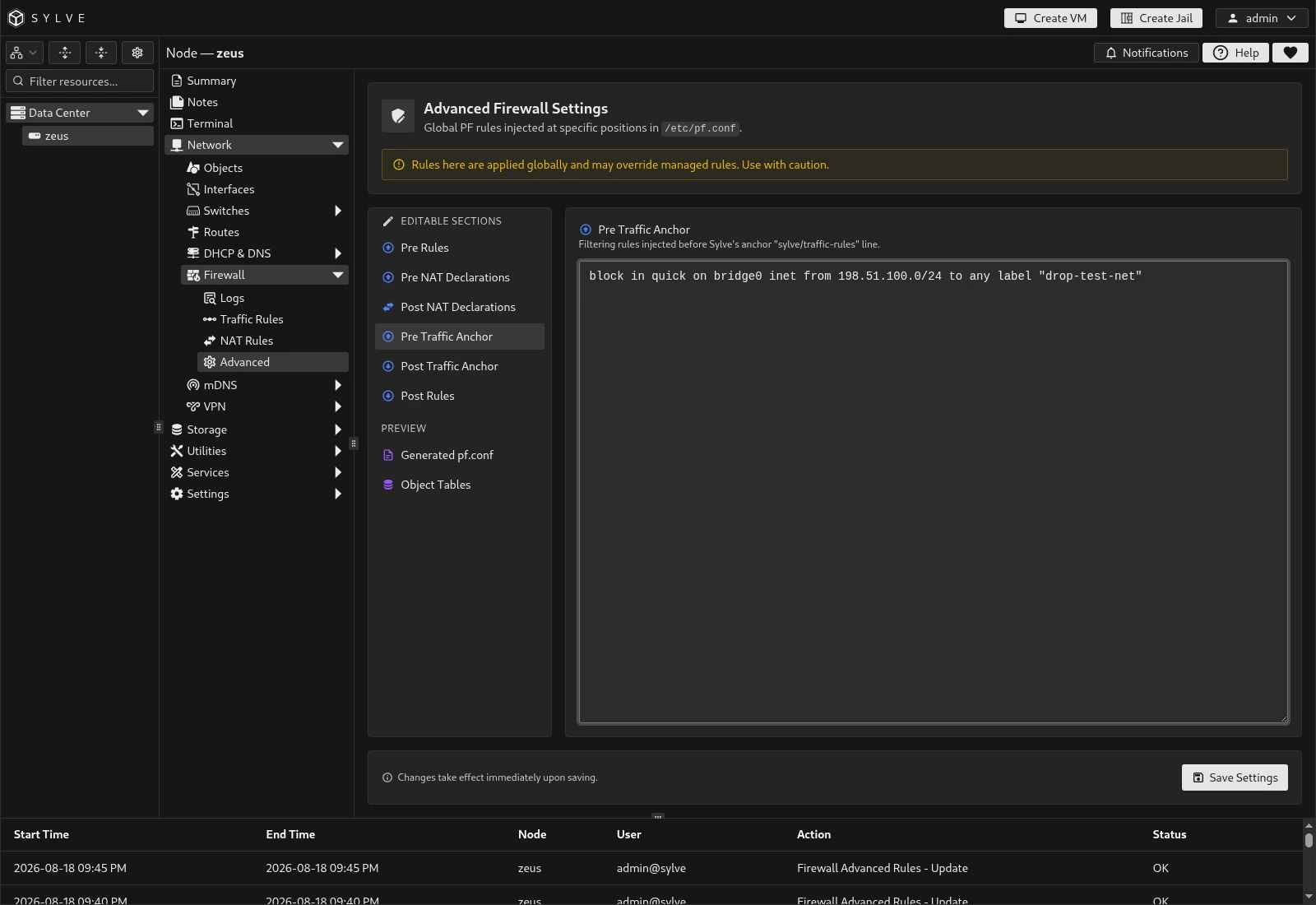 Pre Traffic Anchor editor showing a narrow quick block for a documentation-only source range