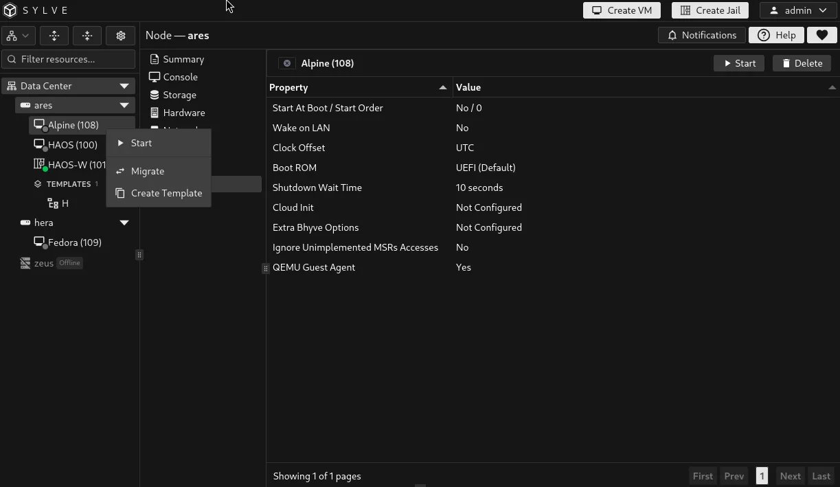 Stopped source VM action menu with Convert to Template available